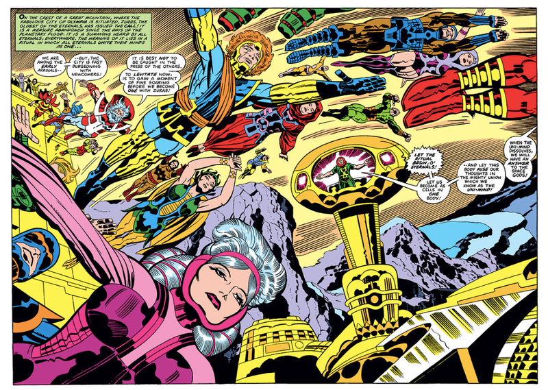 A fleet of Eternals taking to the sky.